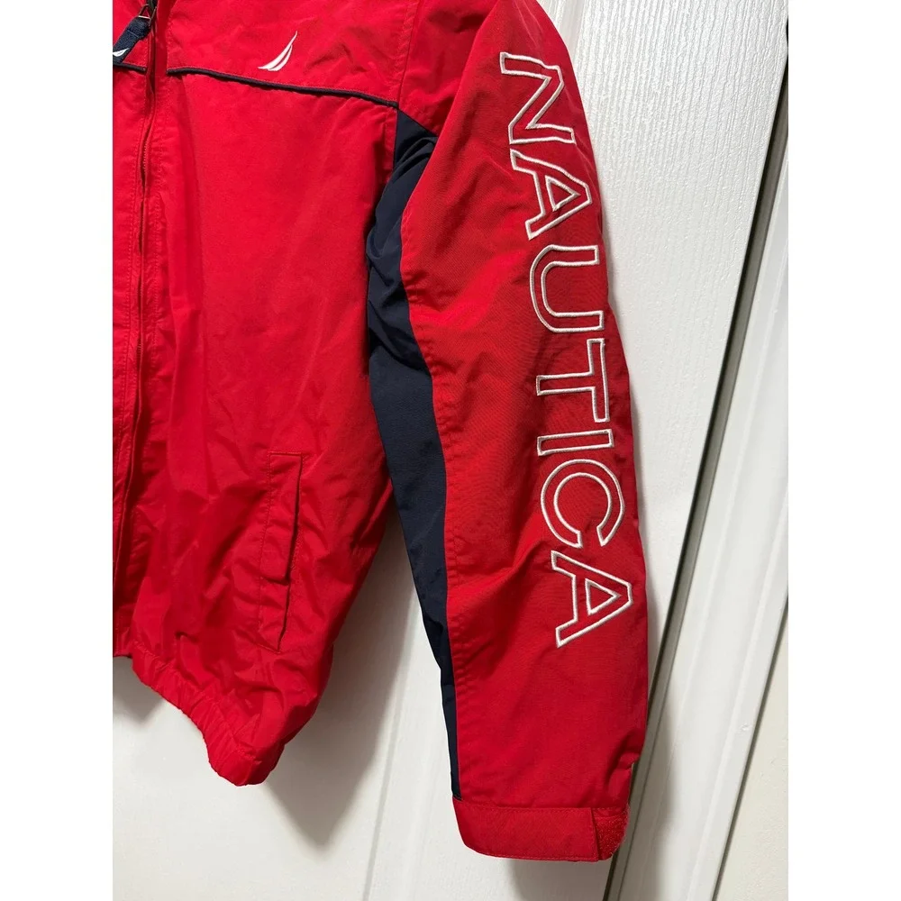 Kids Nautica Red‎ Navy Blue Windbreaker Jacket Size M 10 12 Zip Up Logo